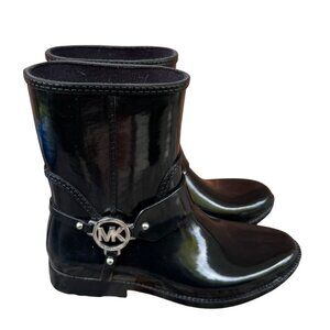 Michael Kors Women's Black Glossy Rain Harness Boots Size 9  Waterproof